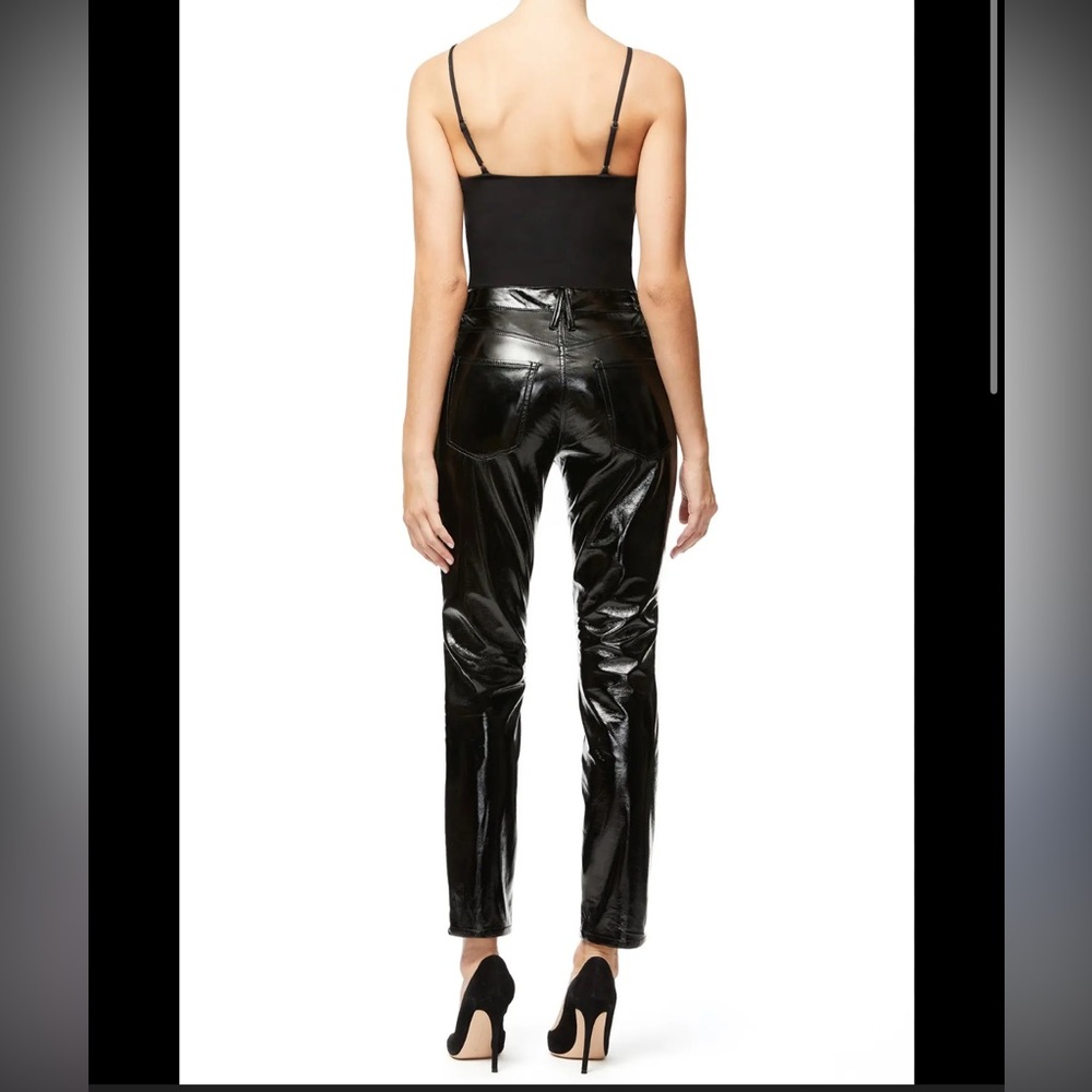 Good American Pants - black “Good Straight Faux Patent Leather Pants” NWT